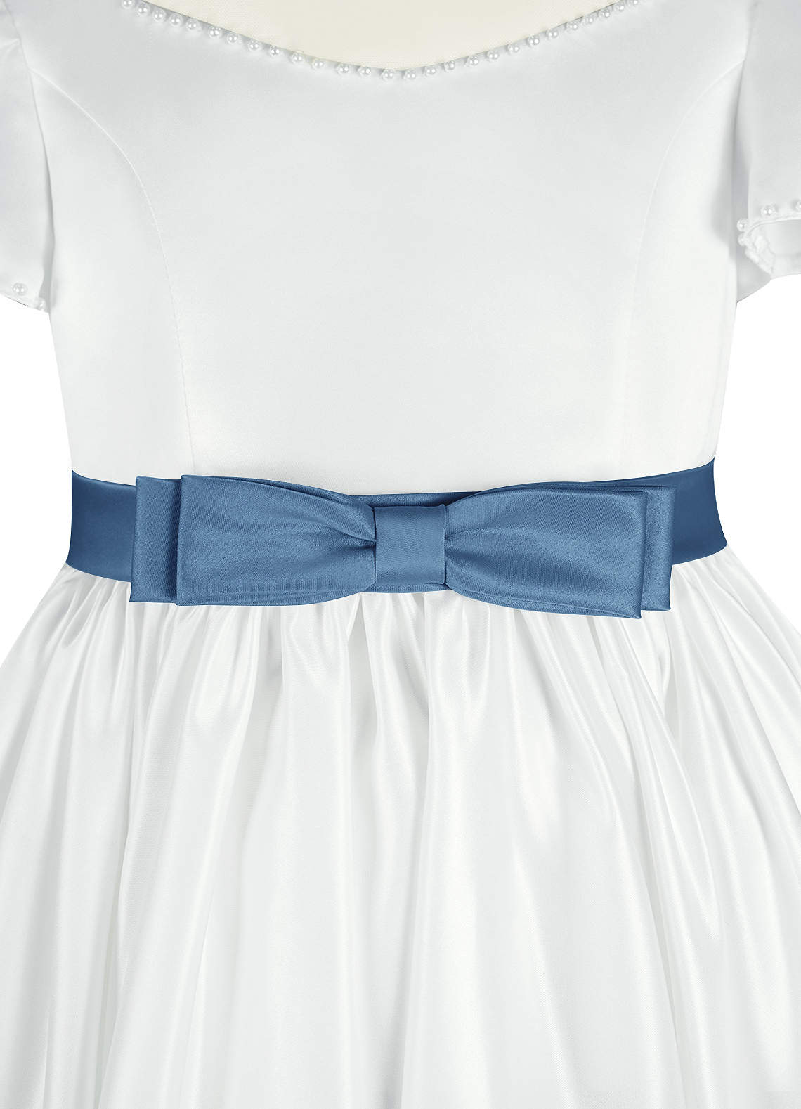 front Azazie Satin Layered Bow Sash