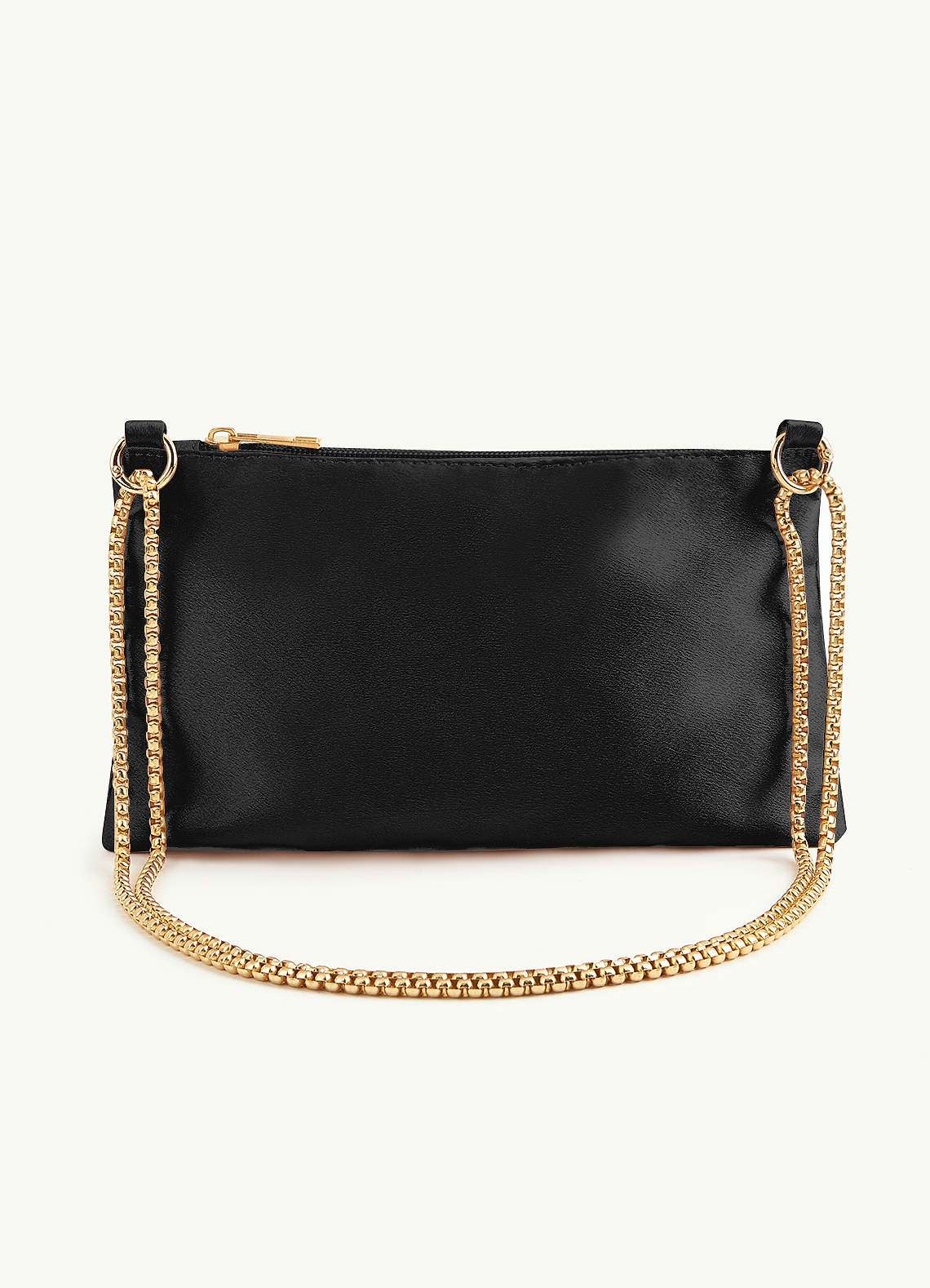 front Matching Color Metallic Satin Adjustable Shoulder Bag