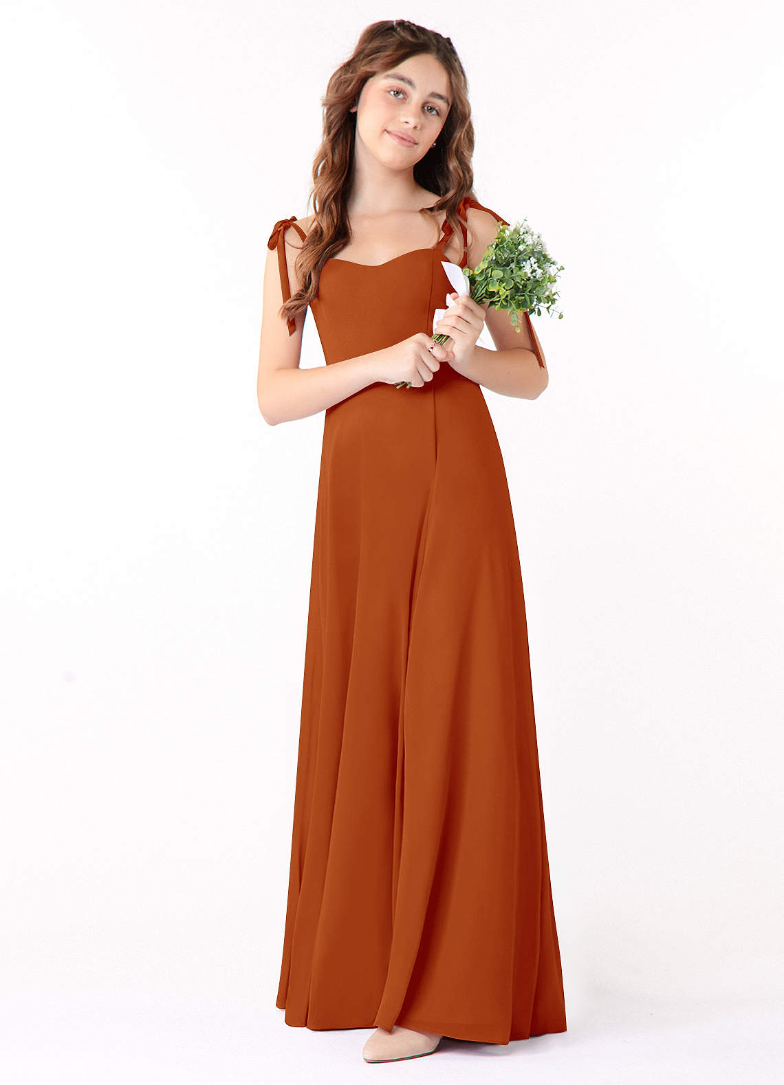 Azazie Rosey Junior A-Linie Herzausschnitt Chiffon Kleid Paprika image1