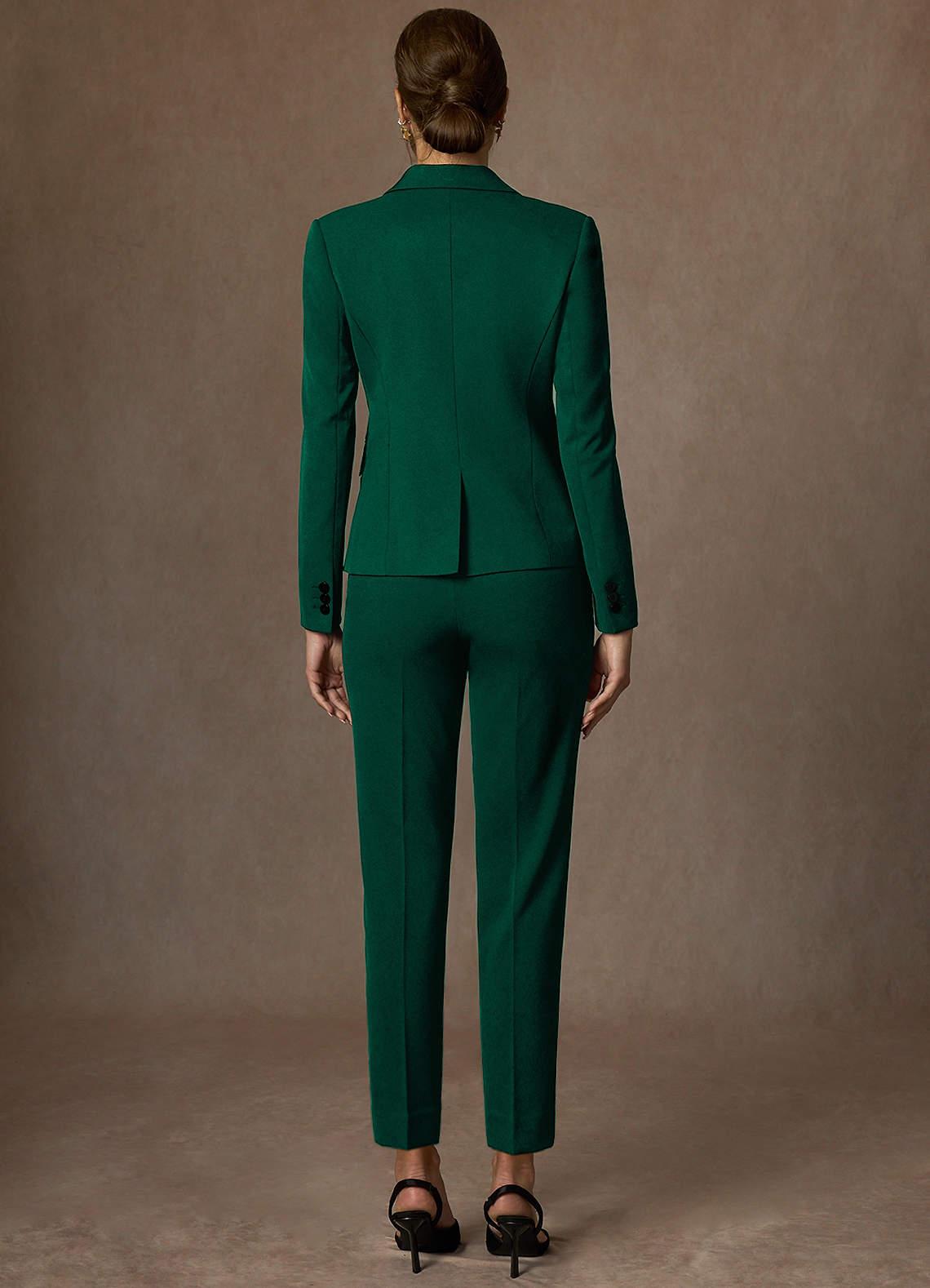 front Whitney Emerald Structured Stretch Full Length Dress Pants