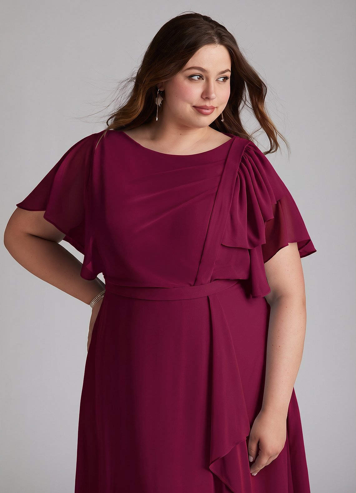 Azazie Aaliyah Modest Bridesmaid Dresses A-Line Scoop Pleated Chiffon Floor-Length Dress image10