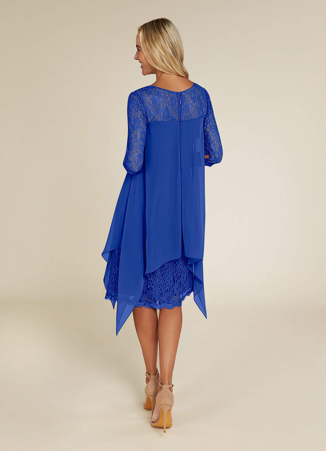 Blue Lace Chiffon Dress