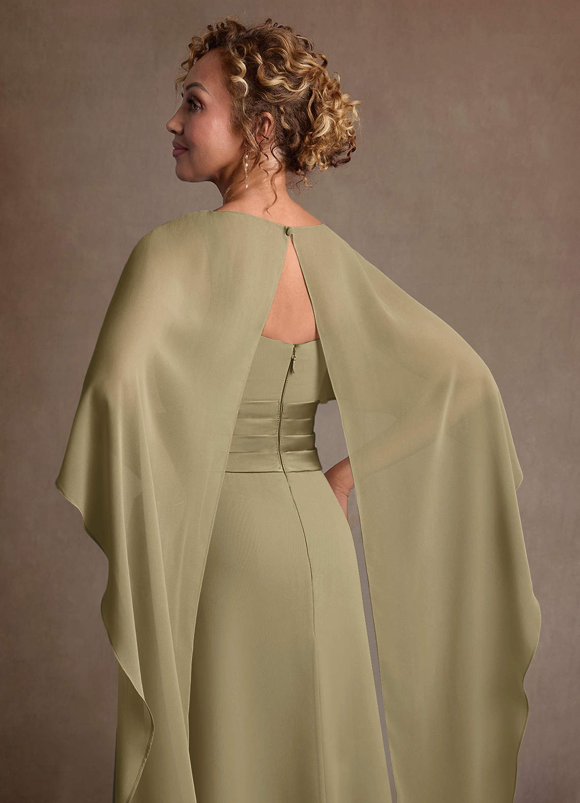 Azazie Marilla Mother of the Bride Dresses Moss Green A-Line Pleated Chiffon Dress image6