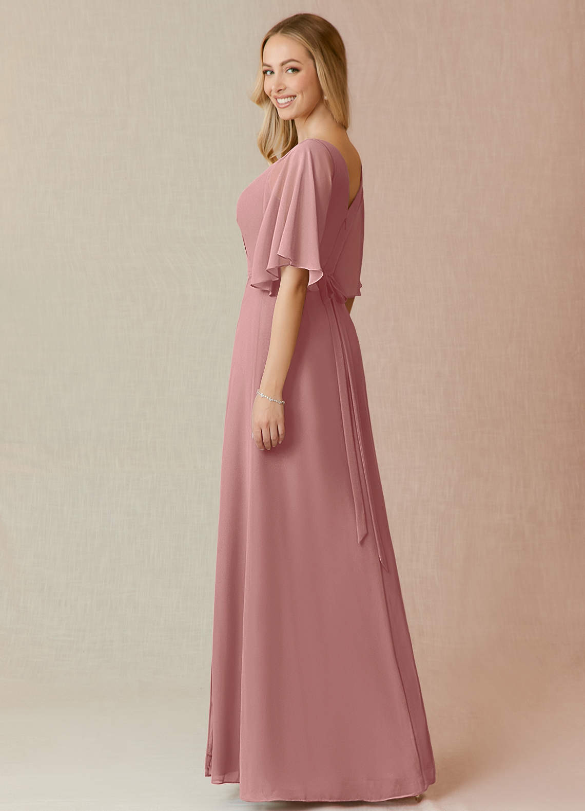 Azazie Cierra Ready to Ship Dusty Rose Chiffon Bridesmaid Dresses