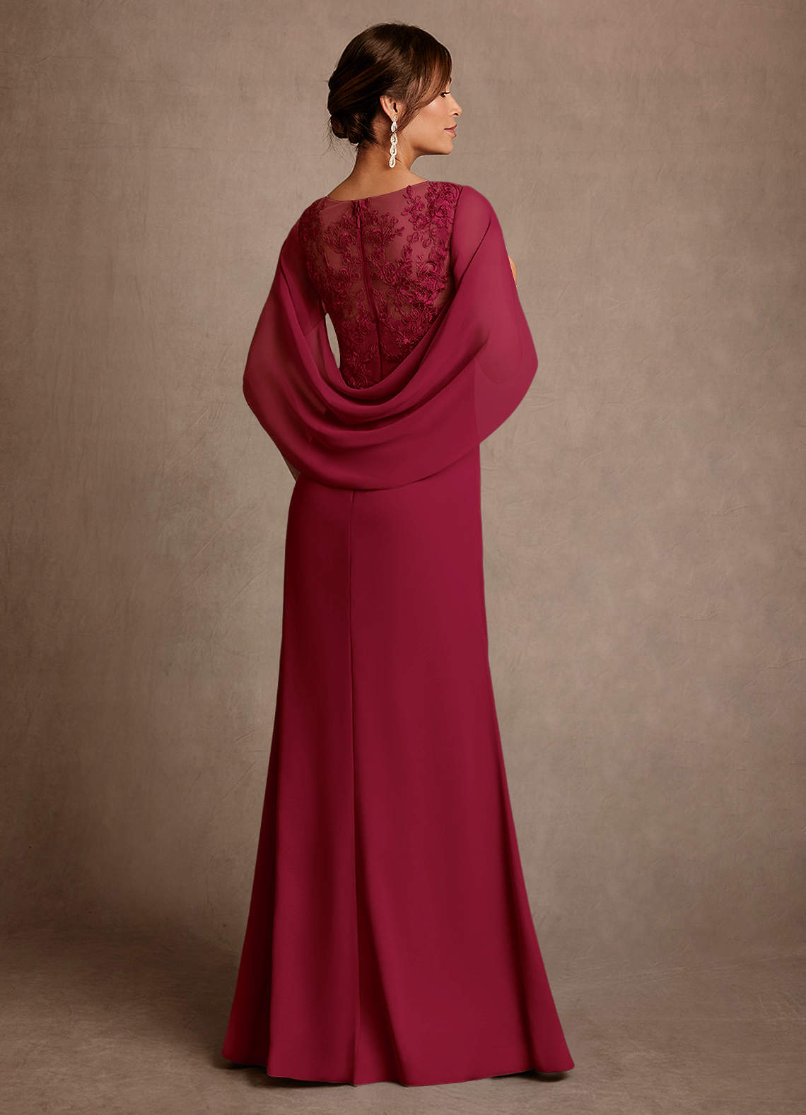 Azazie Santa Clara Mère de la mariée Robes Robe Trapèze en Dentelle Bourgogne image1