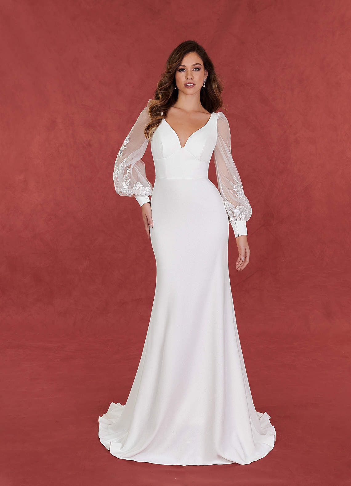 Azazie Yunifer Wedding Dresses Mermaid V-Neck lace Stretch Crepe Chapel Train Dress image1