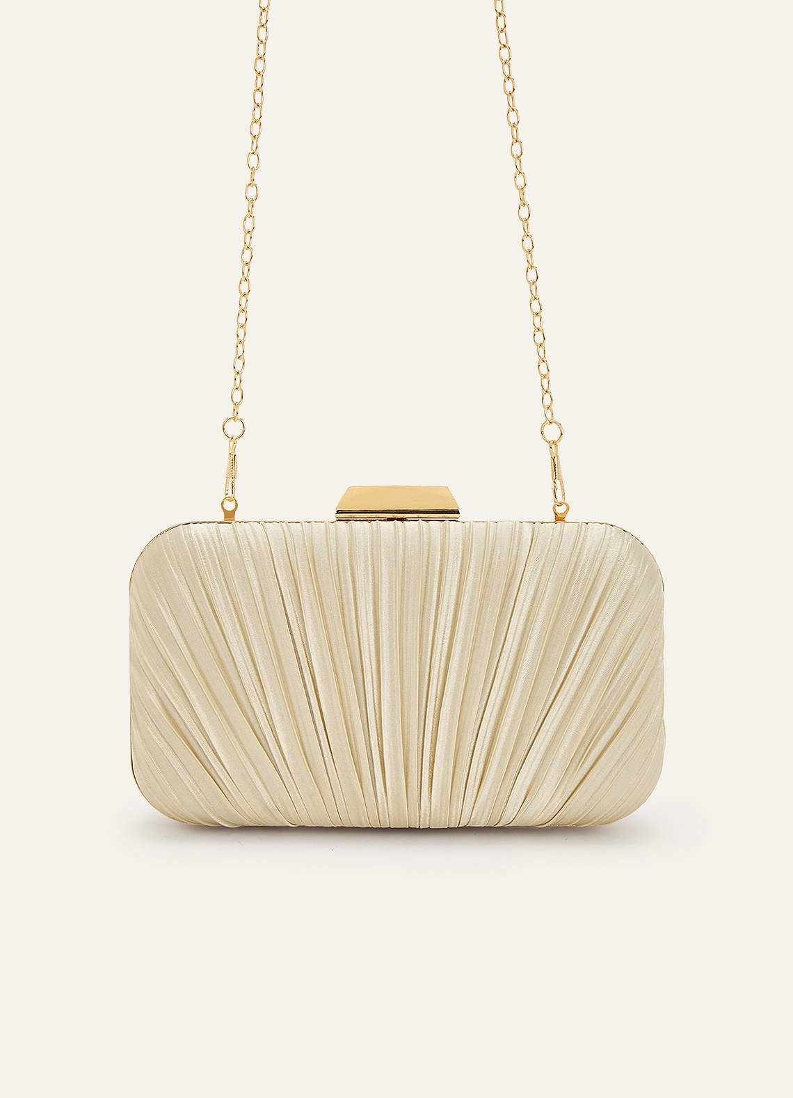 front Matching Color Satin Pleated Clutch Bag