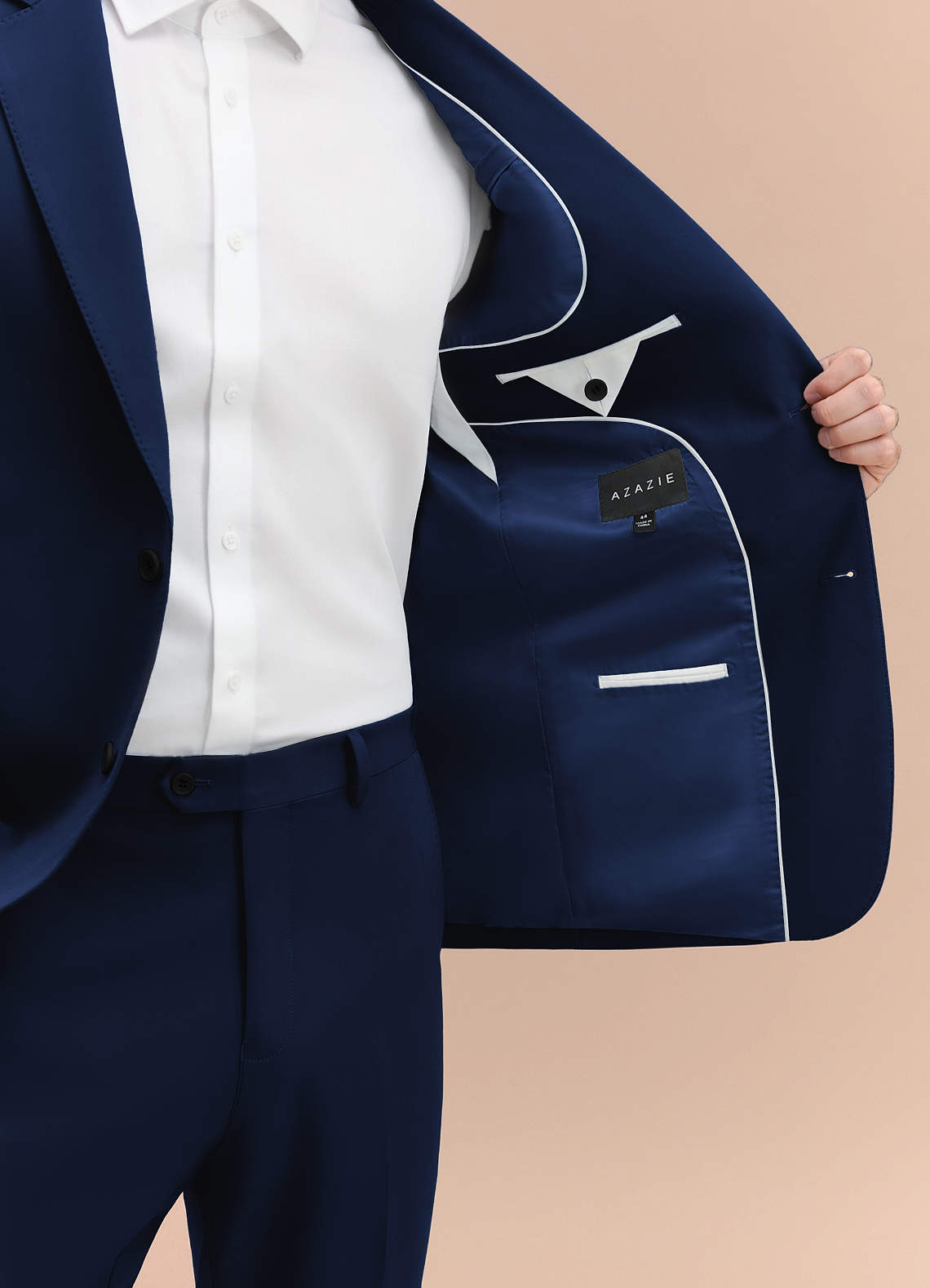 front James Blue Structured Stretch Suit Jacket