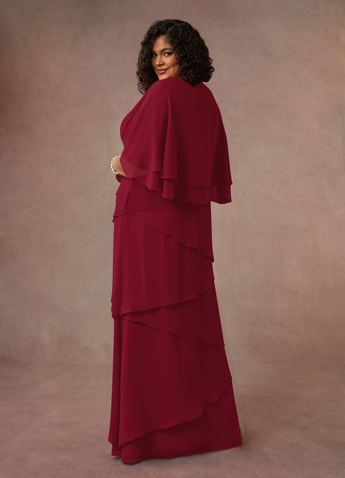 Azazie OHara Vestidos para mãe da noiva Vestido Borgonha de Chiffon de Linha A image10