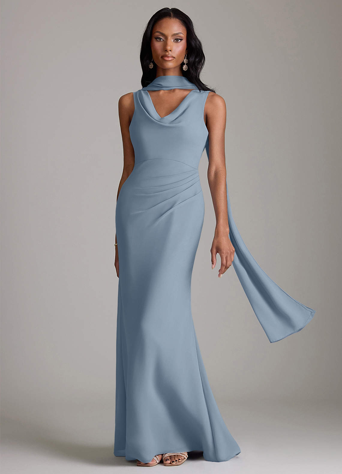 Azazie Linelle Dusty Blue Chiffon Bridesmaid Dresses | Azazie Azazie Linelle Dusty Blue Chiffon Bridesmaid Dresses | Azazie