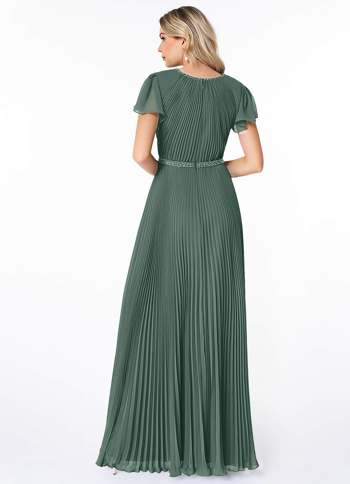 Azazie Kara At-home Try On Dresses A-Line Pleated Chiffon Floor-Length Dress image1