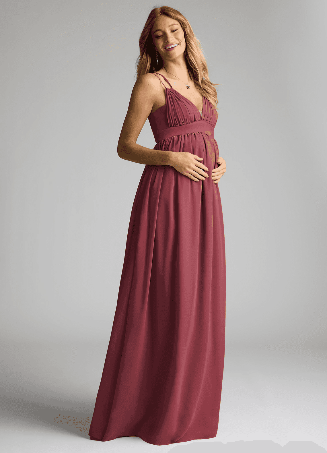 Azazie Emree At-home Try On Dresses A-Line Chiffon Floor-Length Dress image1
