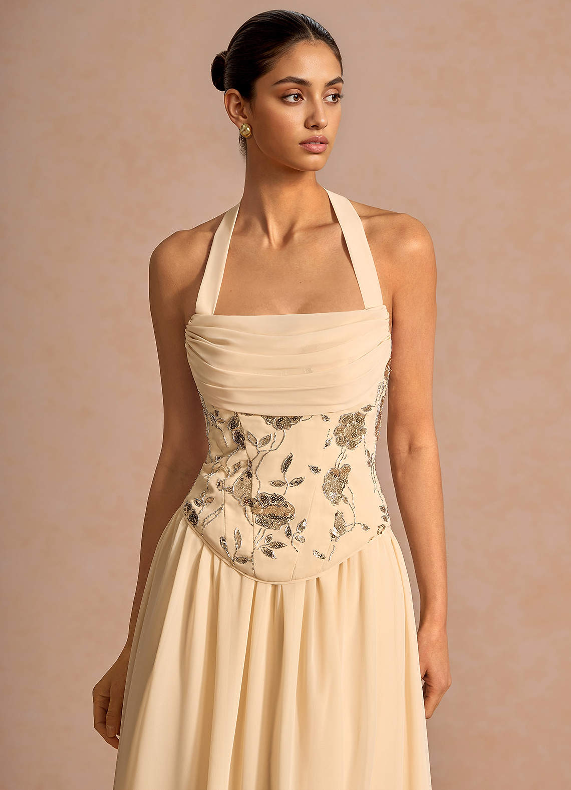 gold two piece dress set Gold METALLIC New AGE TWO PIECE SKIRT SET