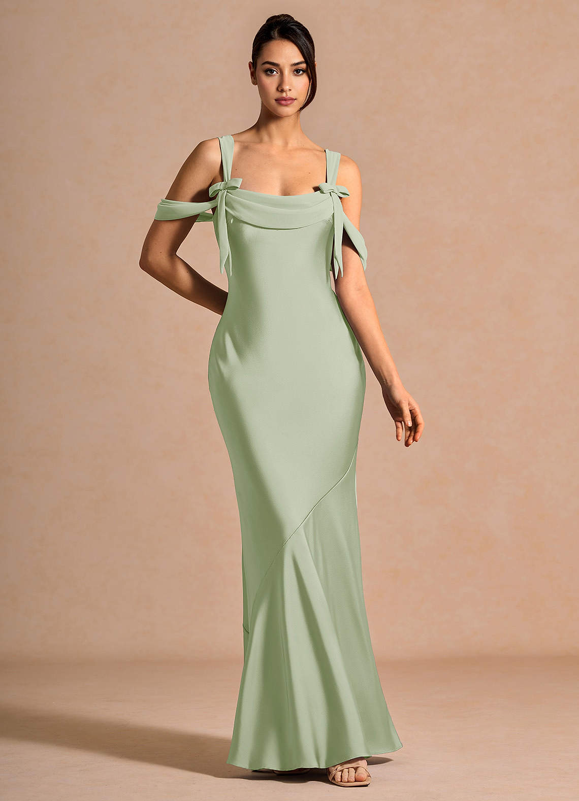 light green satin maxi dress Simple light green satin long prom dress, green evening dress