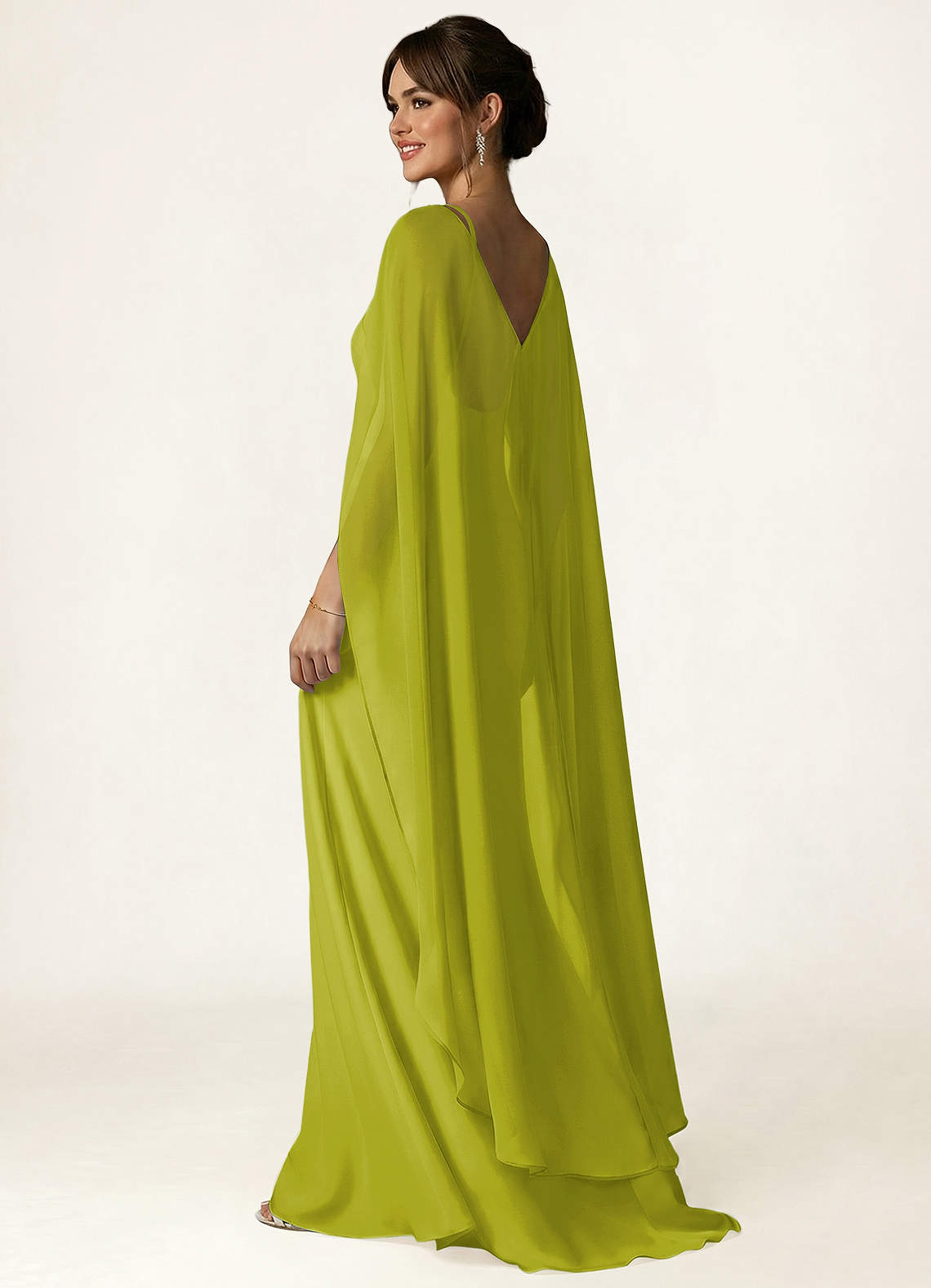 front Azazie Knot-Front Chiffon Long Cape