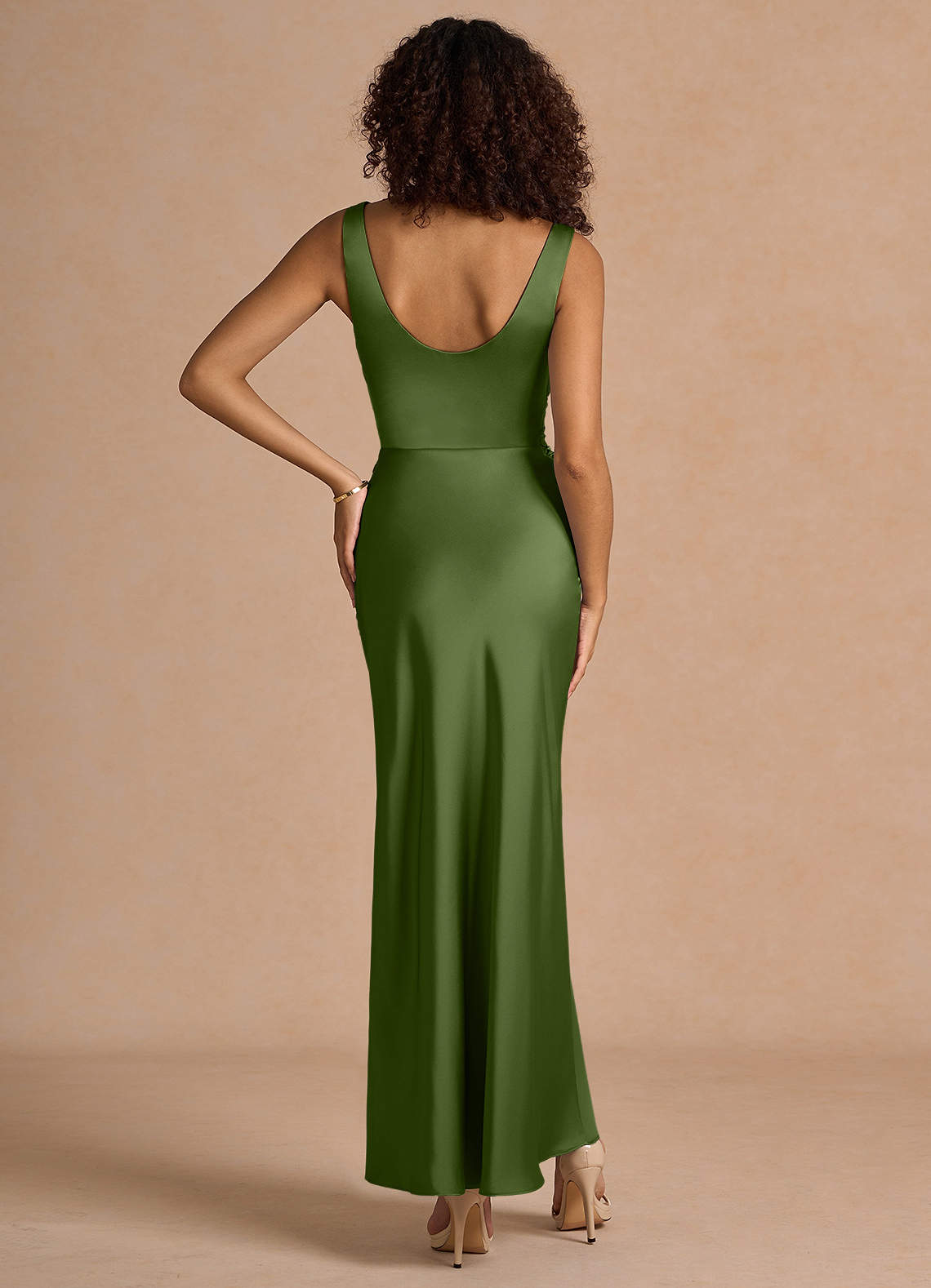 selfie leslie green silk dress Classic Strapless Long Prom Dress with A-Line Skirt Olive / 18 main image 1