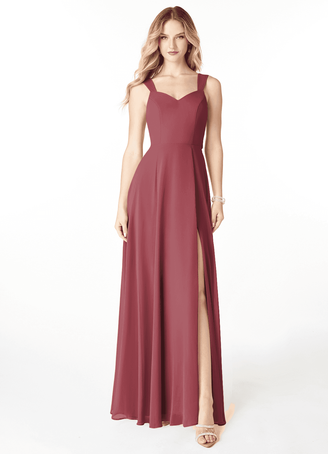 Azazie Julie Bridesmaid Dresses Merlot A-Line Sweetheart Neckline Chiffon Dress image1