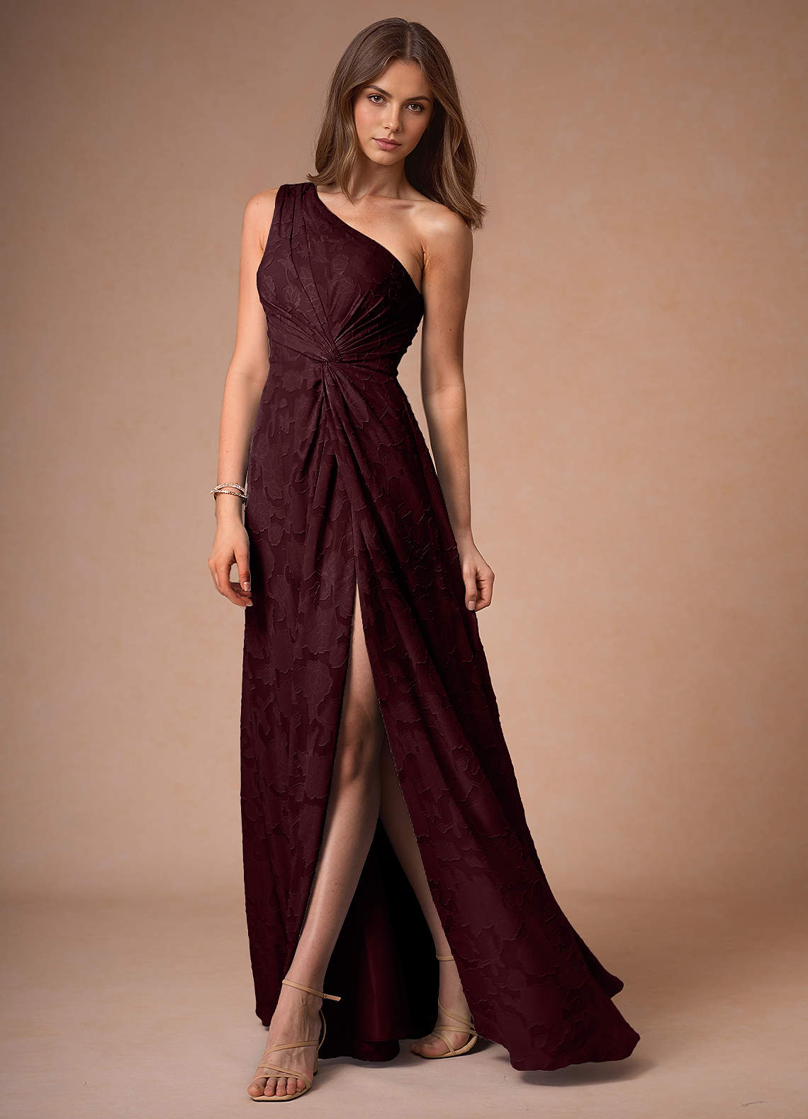 Hermosa Wine One Shoulder Maxi Dress image4