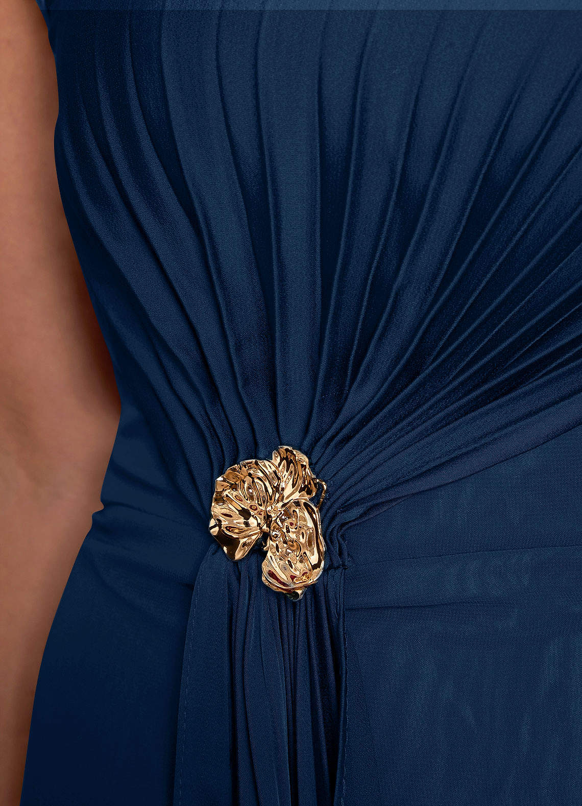 Azazie Dinanta vestidos de madre de la novia Vestido de Azul Marino Oscuro de Gasa de Columna con Plisado image7