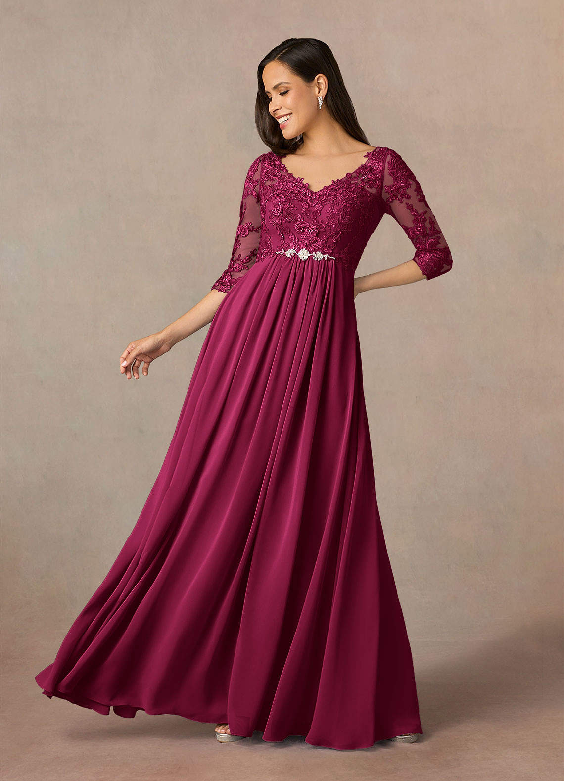 Azazie A-Line/Princess V-Neck Floor-Length Lace Mother of the Bride or Groom Dresses