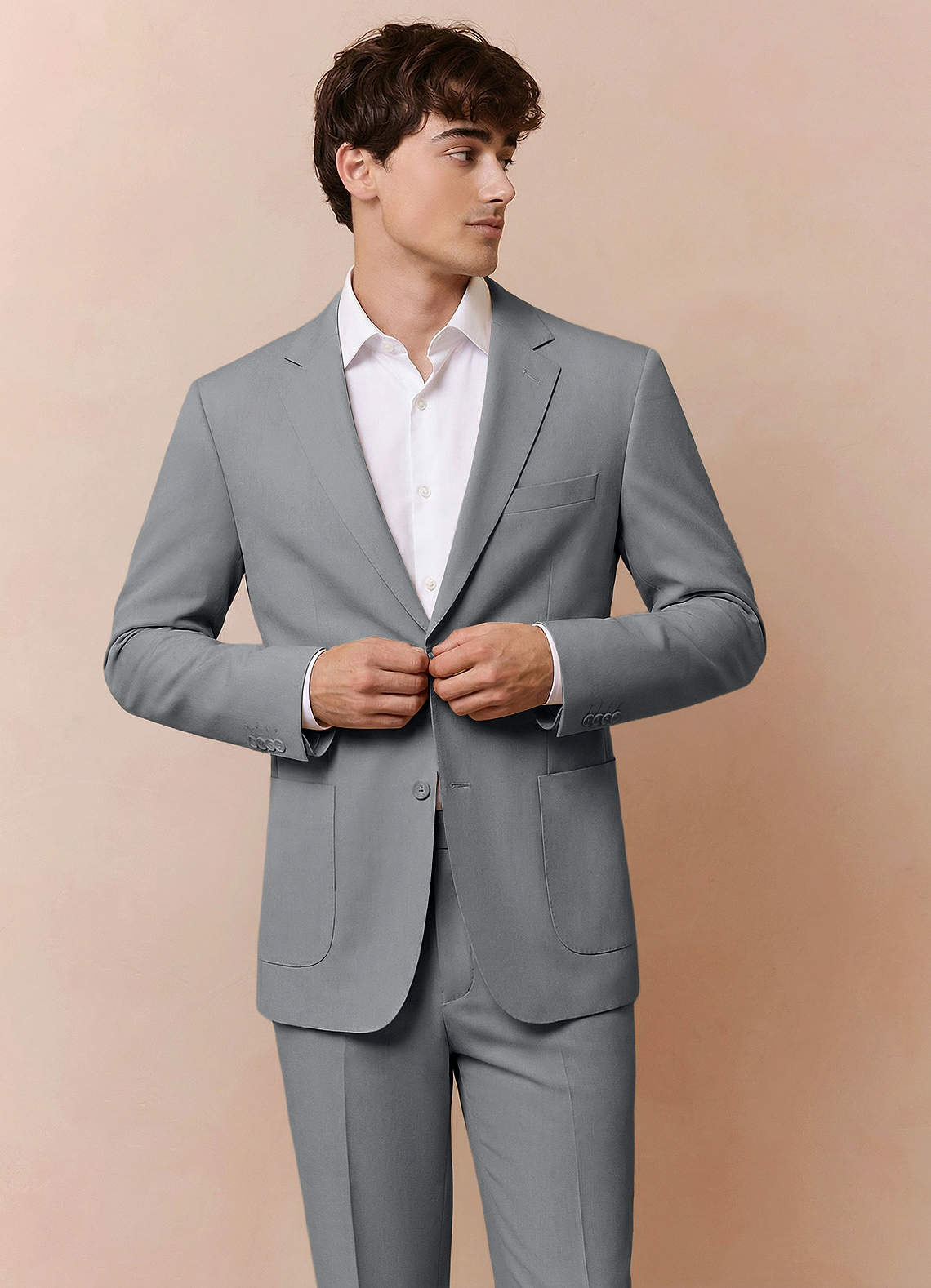 Owen Grey Lightweight Tailored Suit Jacket | Classic Long Suit