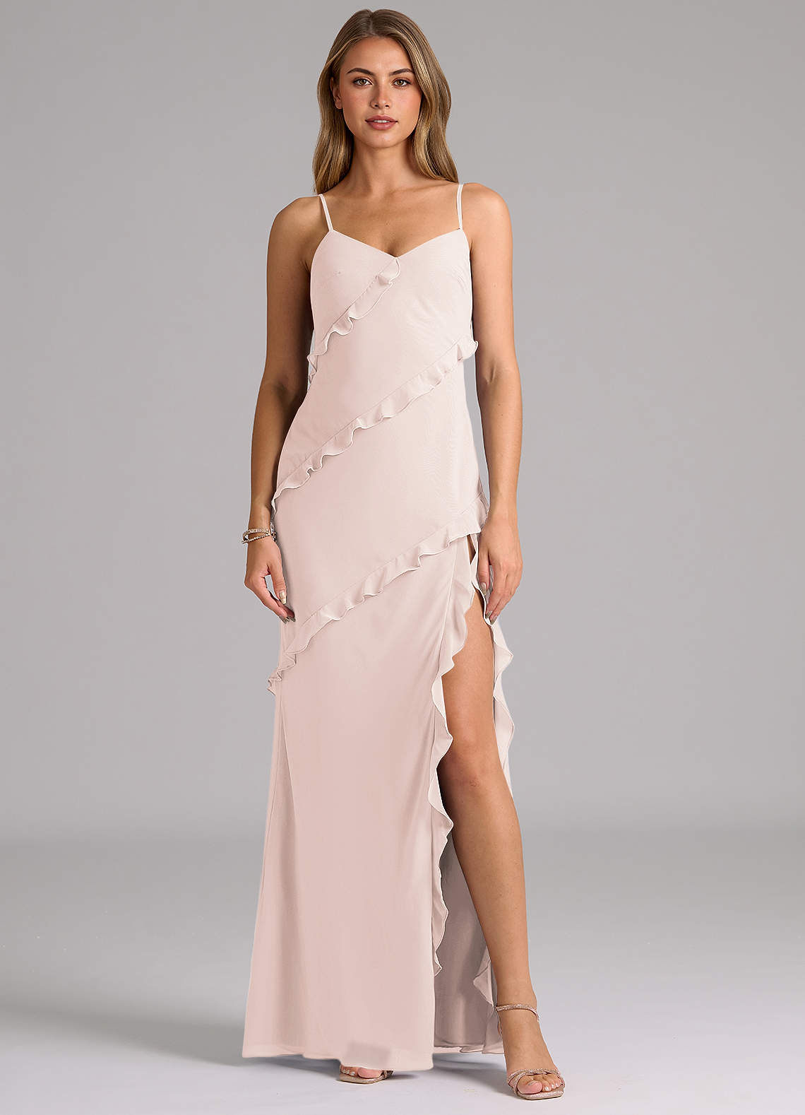 Azazie Nancie Bridesmaid Dresses Rose Petal Mermaid Ruched Chiffon Dress image1