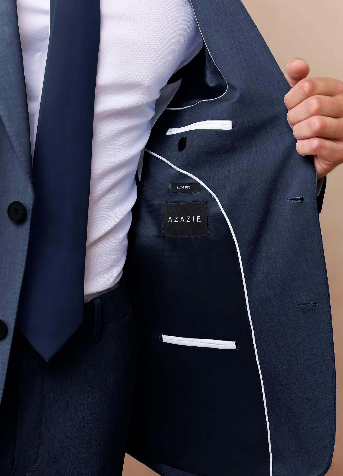 front James Dark Navy Structured Stretch Suit