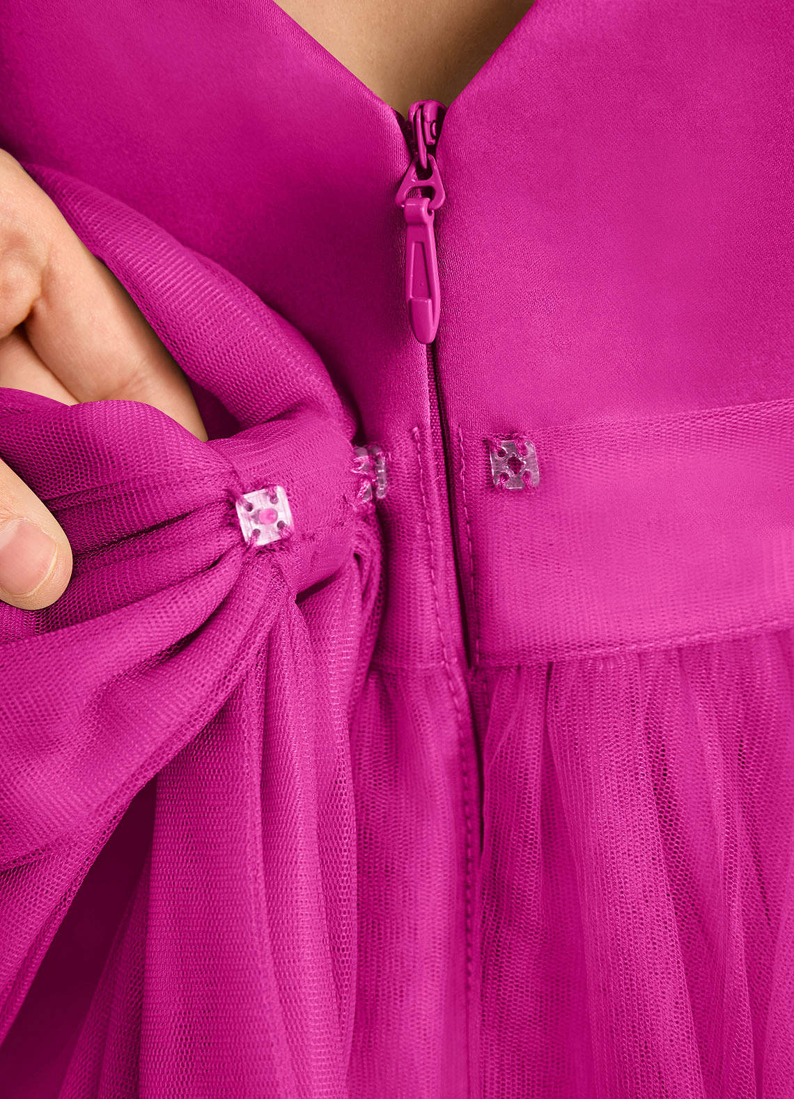 Azazie Winnie Robe Demoiselle D'honneur Fillette Robe Princesse en Tulle Arc Fuchsia image7