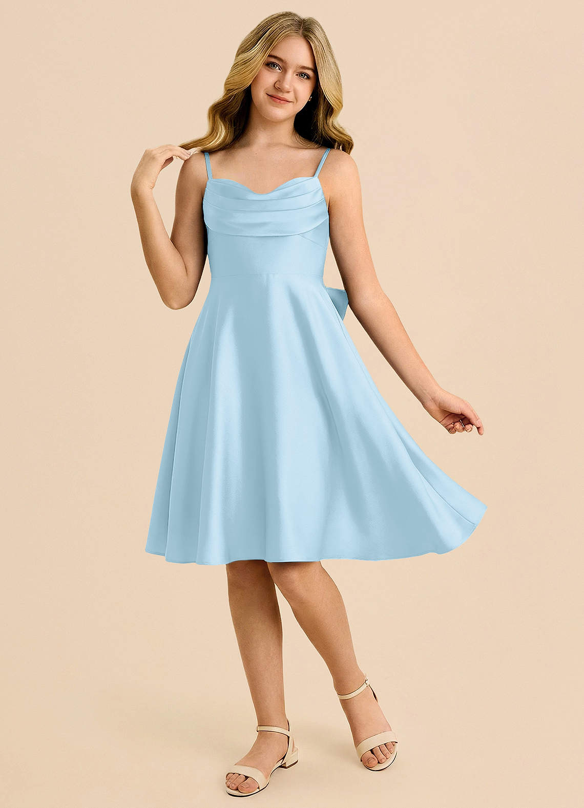 junior bridesmaid dresses knee length Knee Length Junior Bridesmaid Dresses Champagne A-line Square Knee-length Lace Tulle Junior Bridesmaid Dress