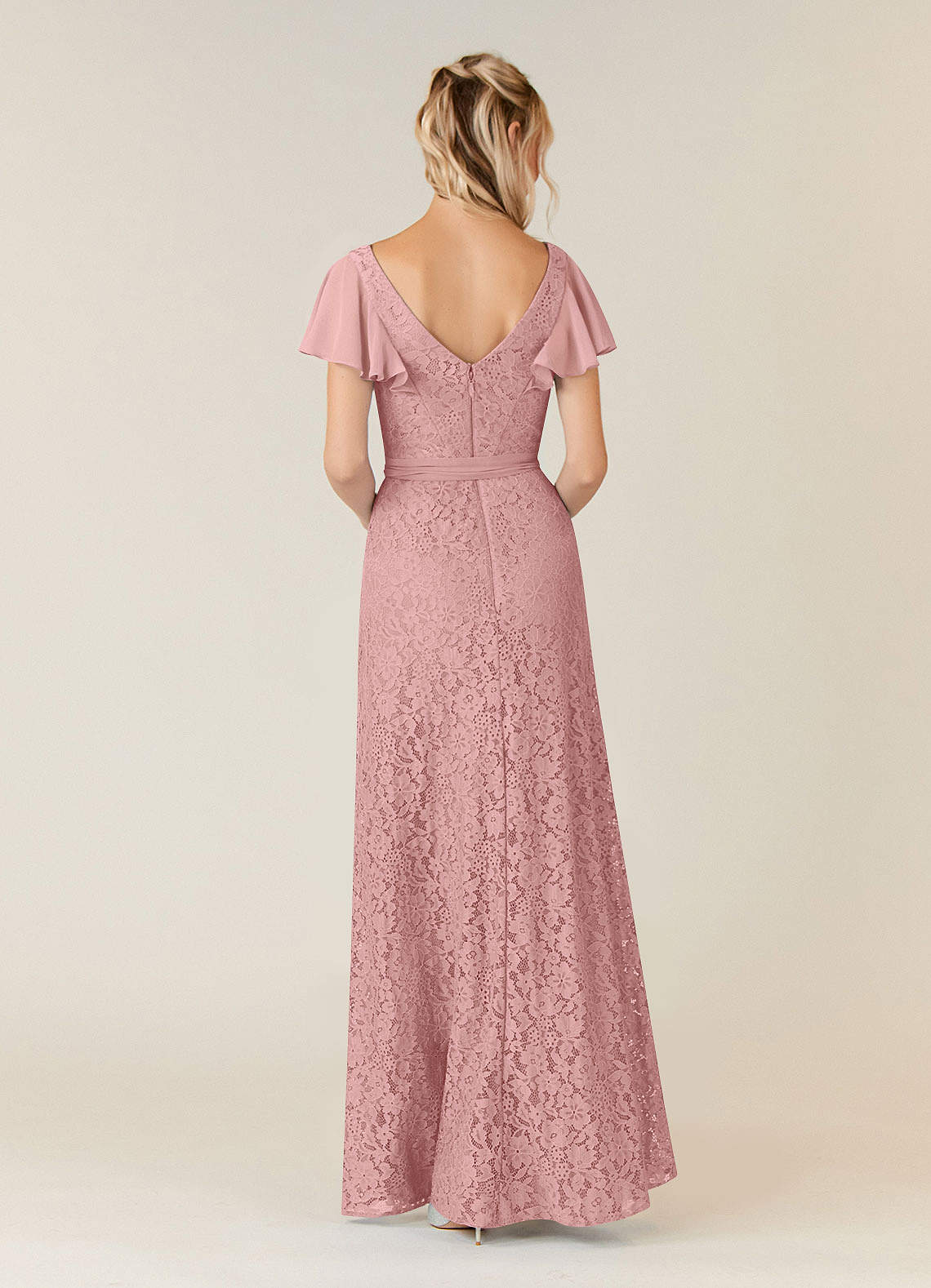 Azazie Knox Dusty Rose A-Line V-Neck Chiffon Dress Ready to Ship