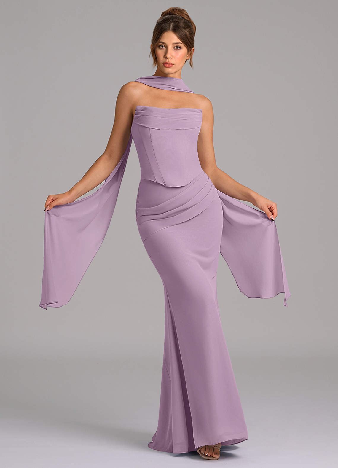 Azazie Sorrel Bridesmaid Dresses Wisteria Mermaid Corset Chiffon Dress image1