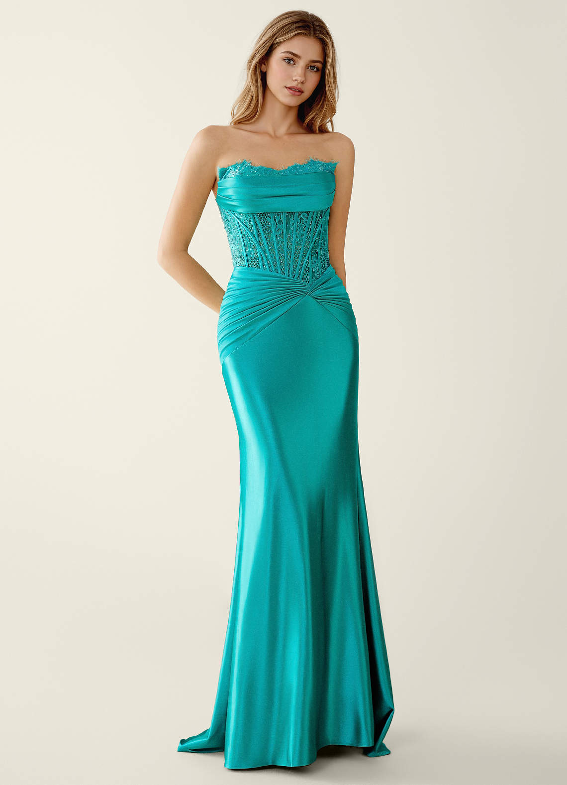 Sasha Peacock Blue Satin Wrap Corset Mermaid Prom Dress Prom and Homecoming  Dresses | Azazie UK