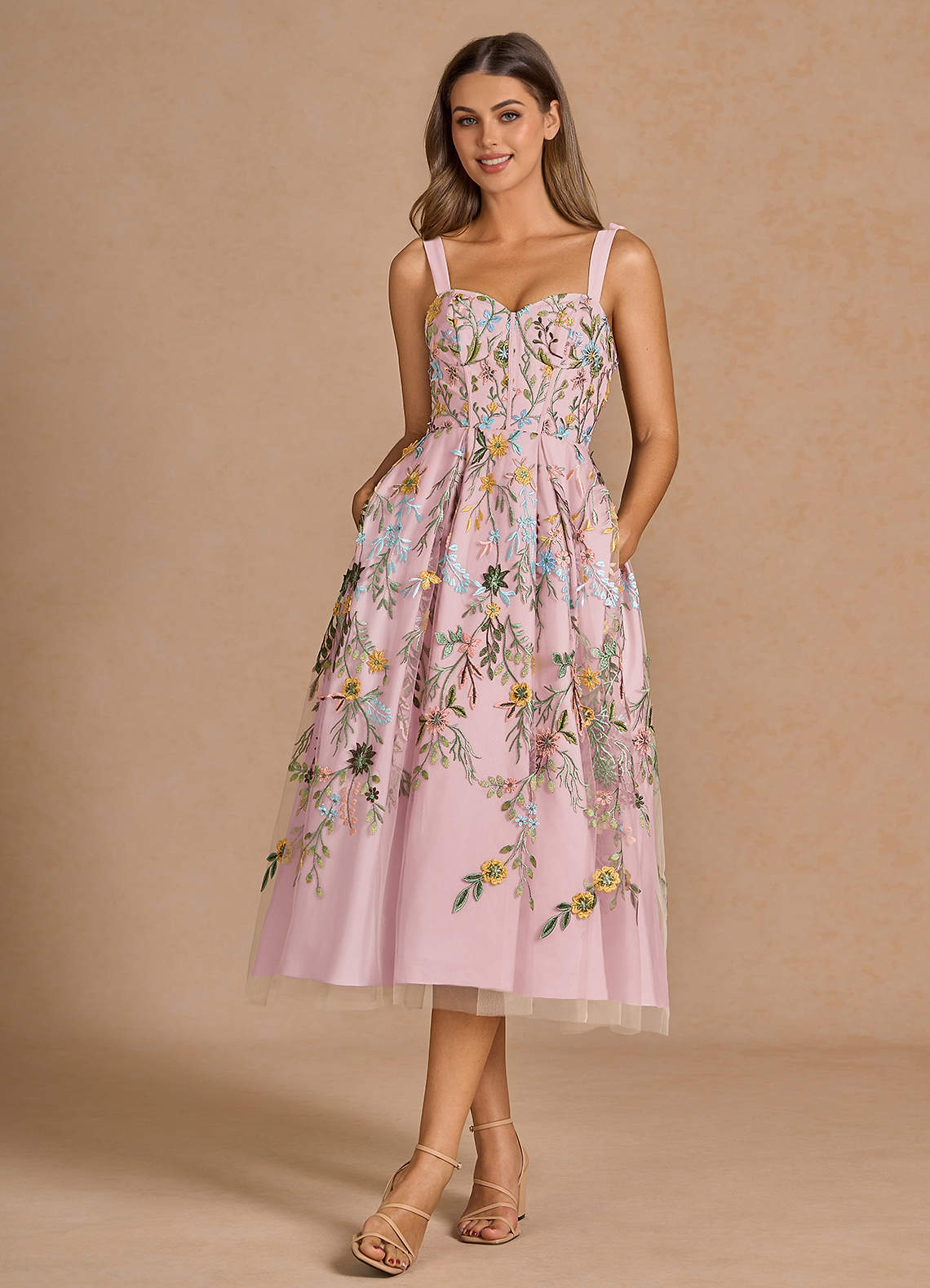 Aurelie Candy Pink Midi Dress | Azazie CA