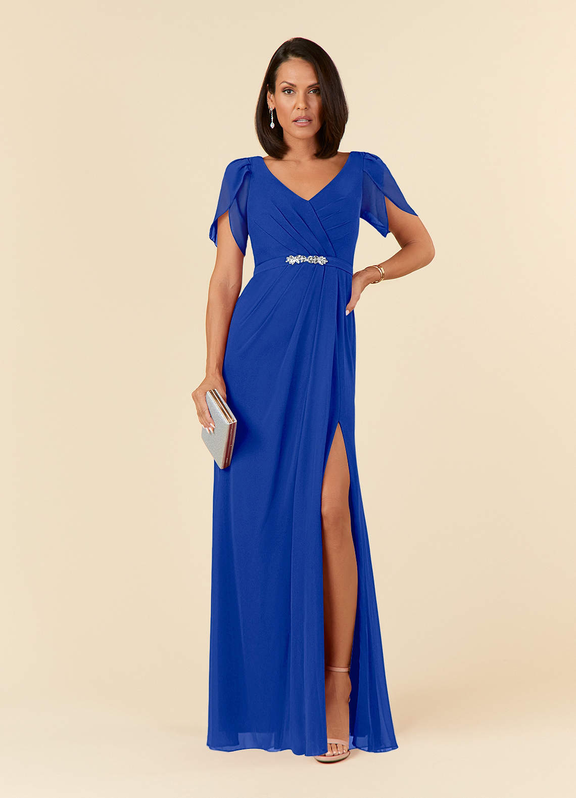 royal blue sheath dress Azazie Marianne Width:D (Standard) Exquisite 3D appliques embellish Dresses_Fit & Flare Retro inspired Black long