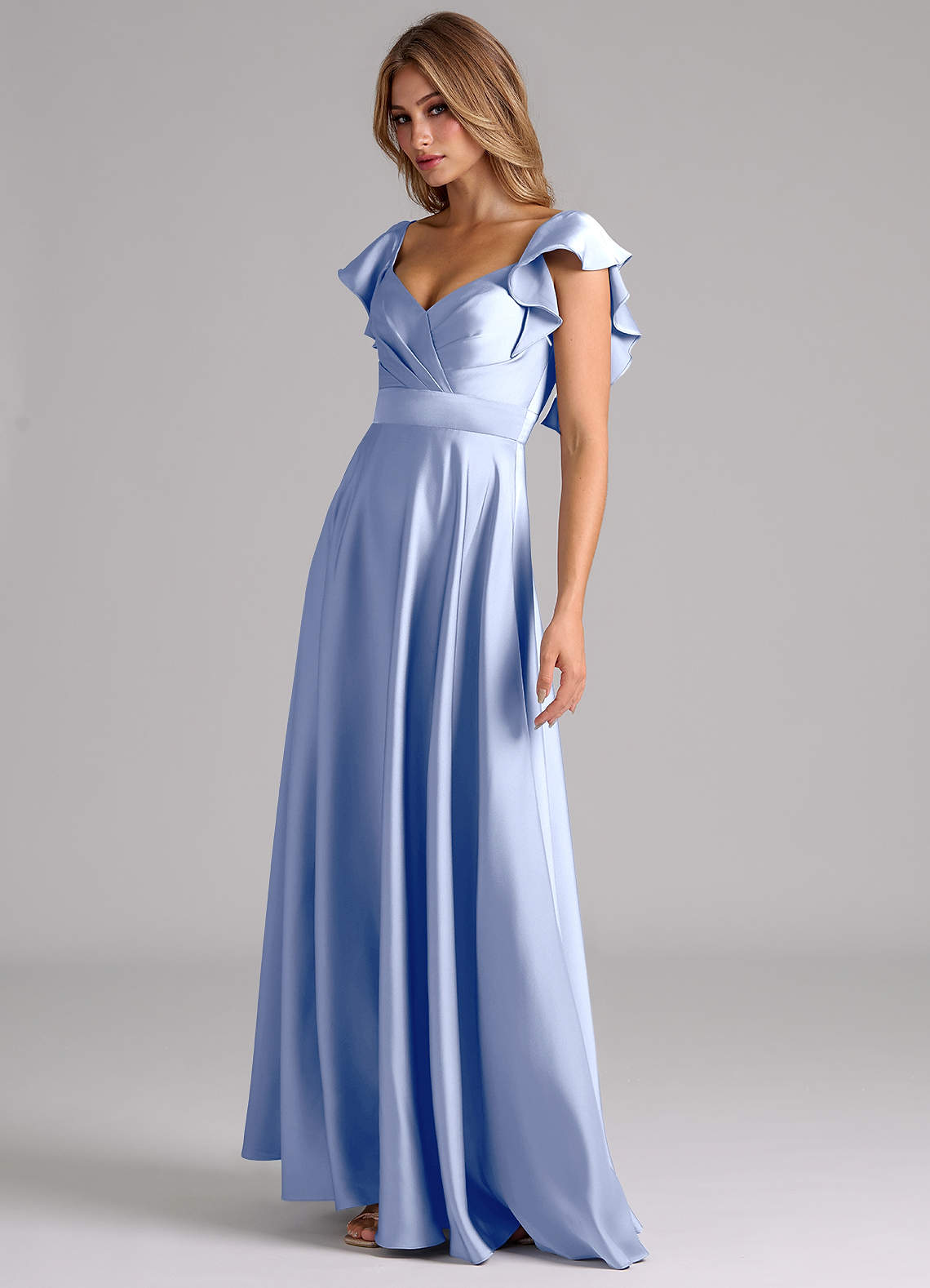 Azazie Leilani Brudtärnklänningar Klä av A-Linje i Stretch Satin Rynkad Is image7