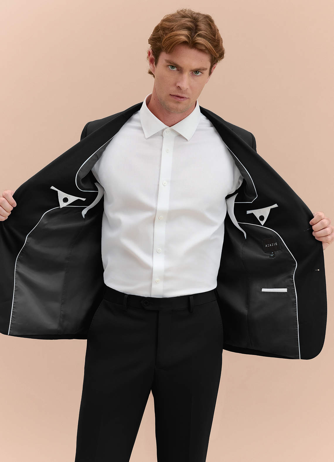 front James Black Structured Stretch Suit Jacket