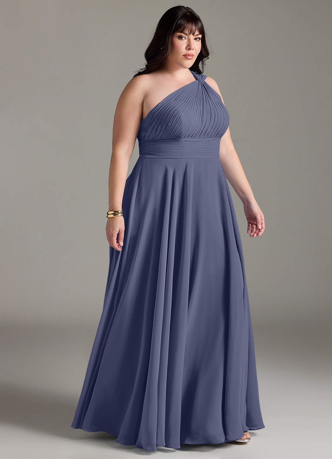 Azazie Charlize Bridesmaid Dresses Stormy A-Line One Shoulder Chiffon Dress image9