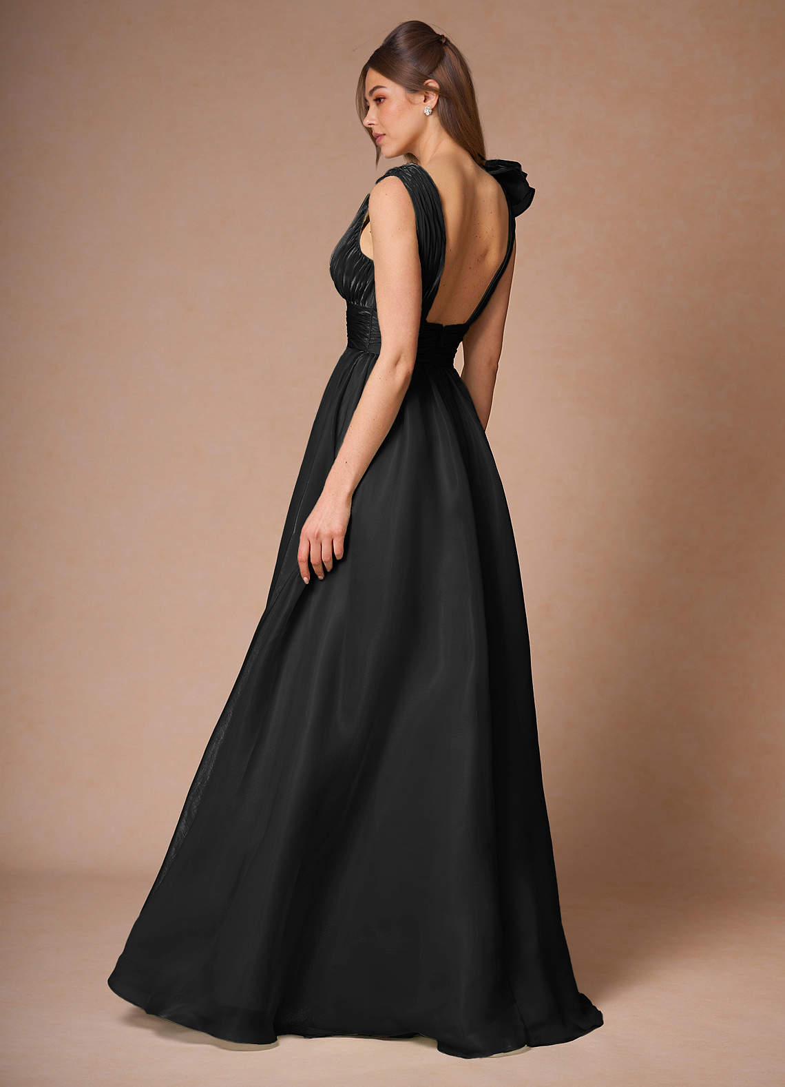 Vespera Black Ruffles Gown | Azazie