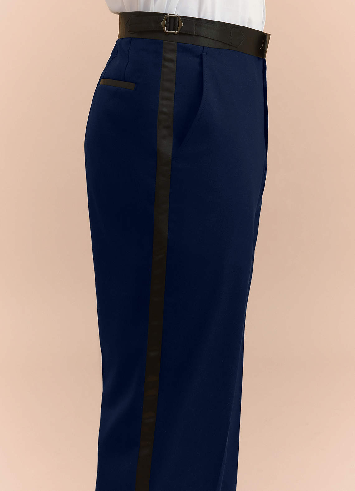 front Classic Navy Blue Tuxedo Pants