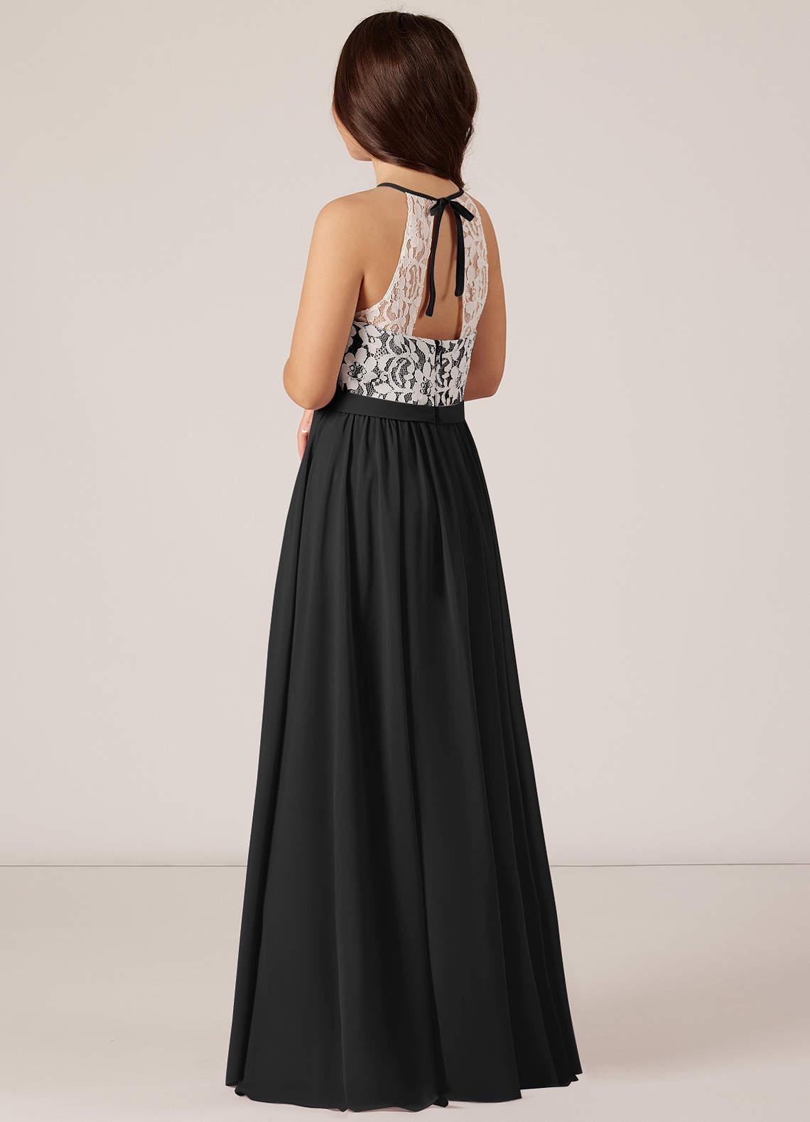 Azazie Fahari A-Line Lace Chiffon Floor-Length Junior Bridesmaid Dress image1