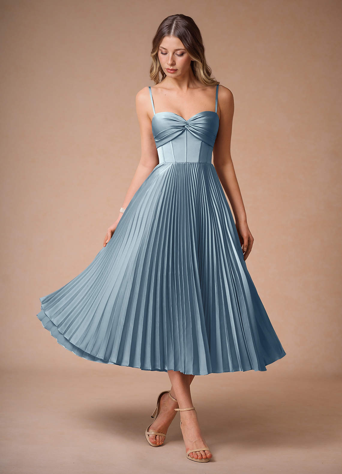 Midi jurk Léna Poederblauw image1
