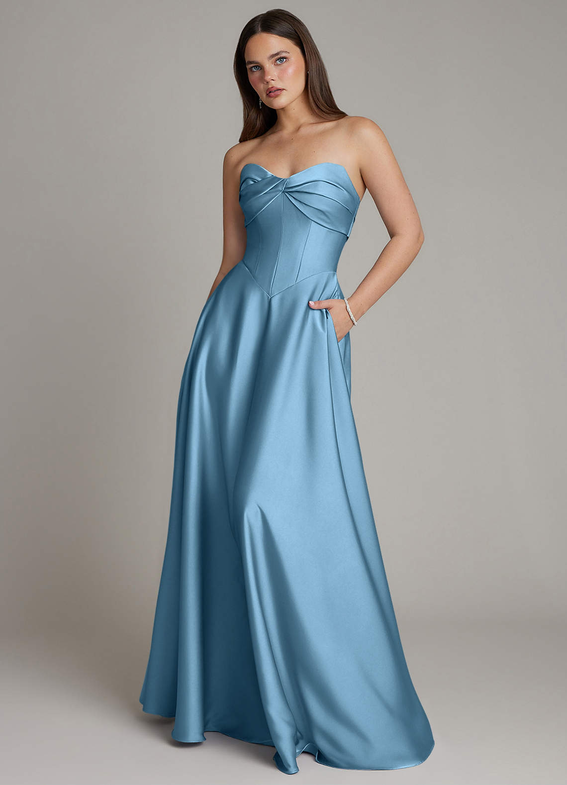 azazie steel blue bridesmaid dresses Azazie Meleena