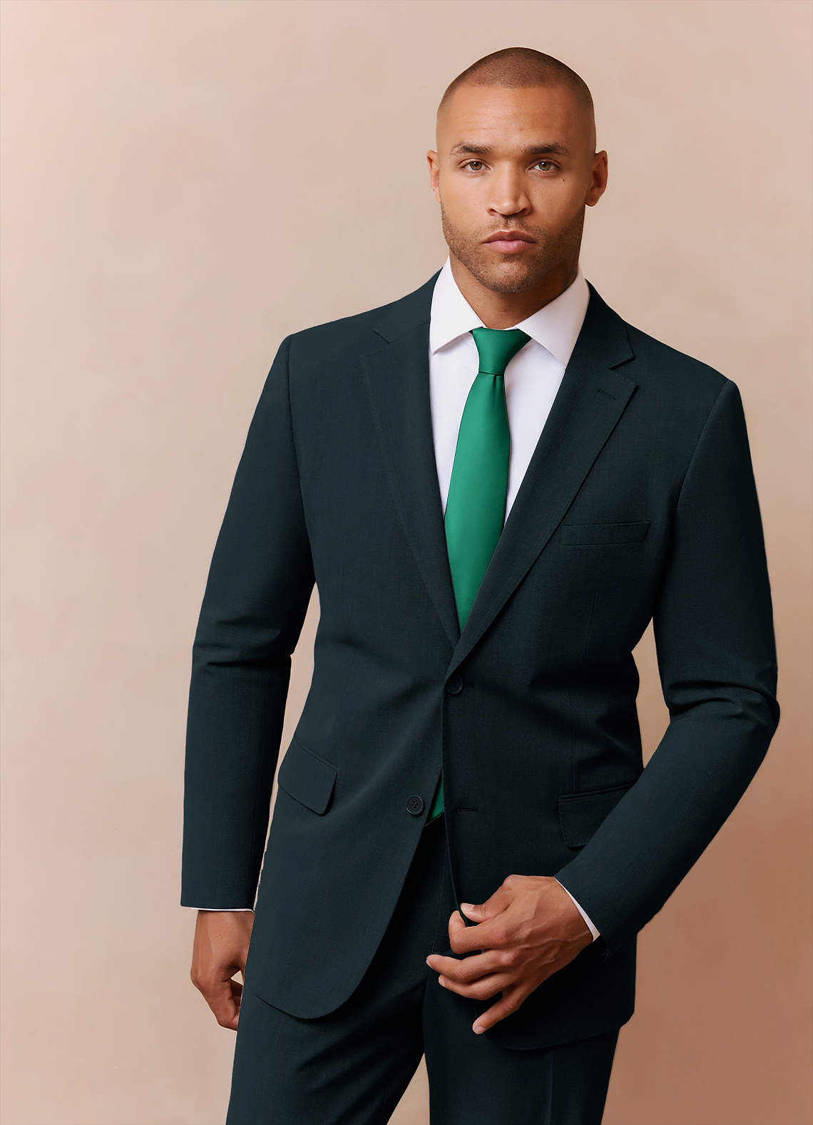 front Savile Dark Green Wool Blend Suit Jacket