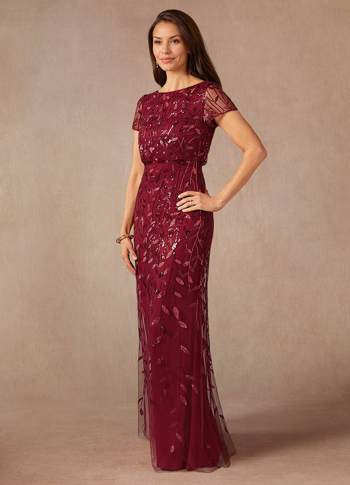 Azazie Lehi vestidos de madre de la novia Vestido de Cabernet de Lentejuelas de Corte En A image4