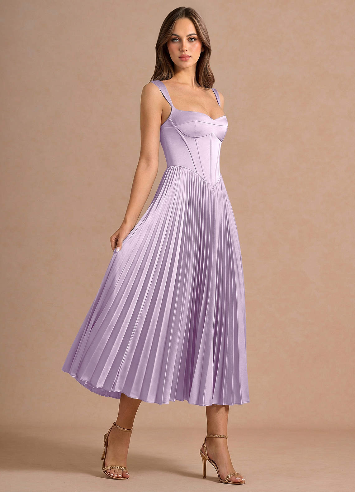 Avenelle Frosted Lilac Mid Dress | Azazie CA