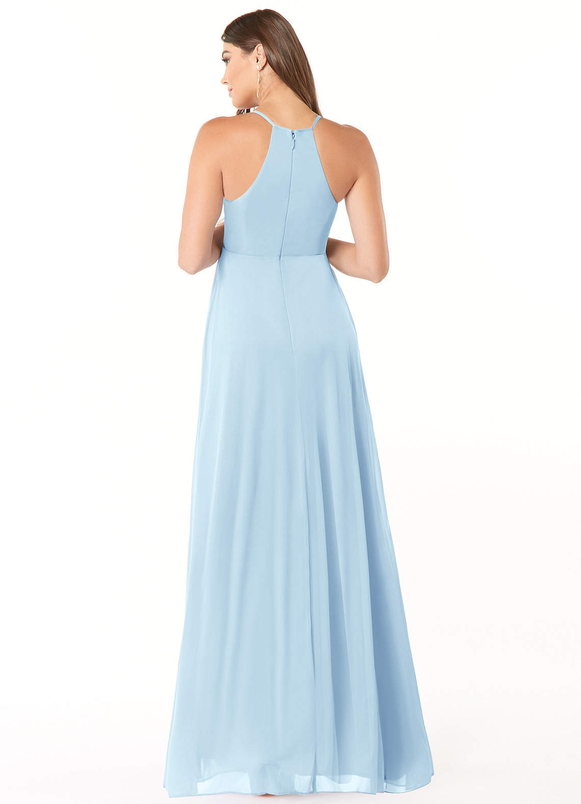 Azazie Annabelle Maternity Bridesmaid Dresses A-Line V-Neck Pleated Mesh Floor-Length Dress image1