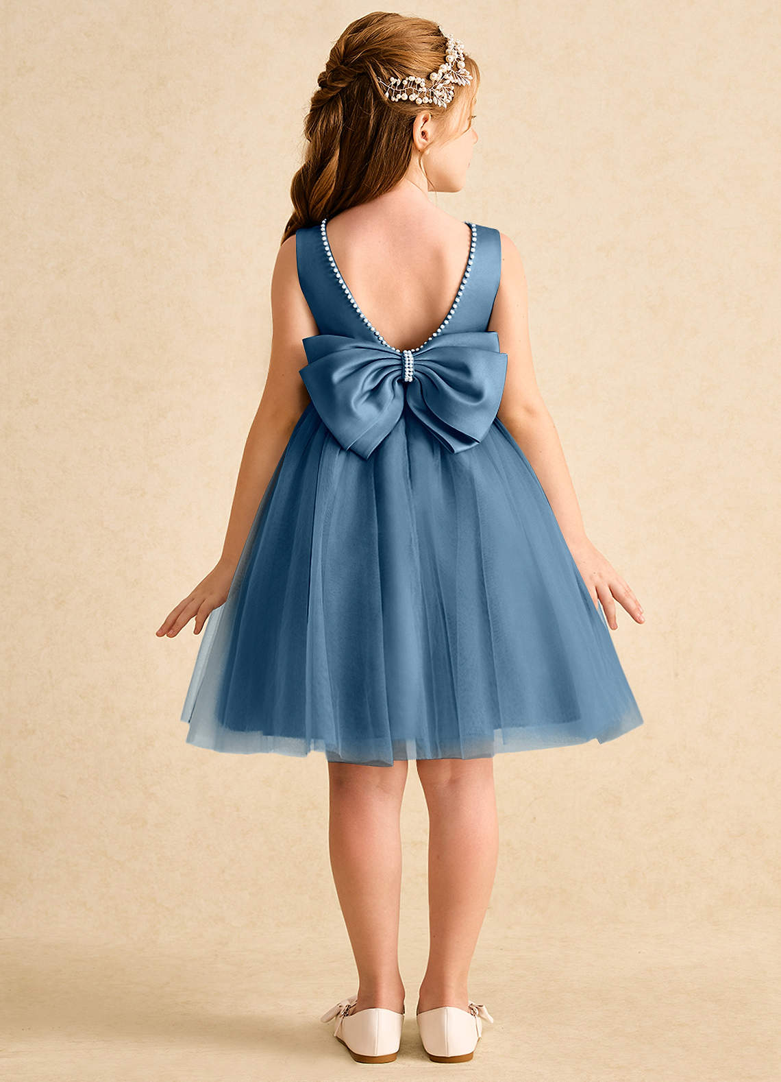 Azazie Jani Flower Girl Dresses Bermuda A-Line Bow Tulle Dress image1
