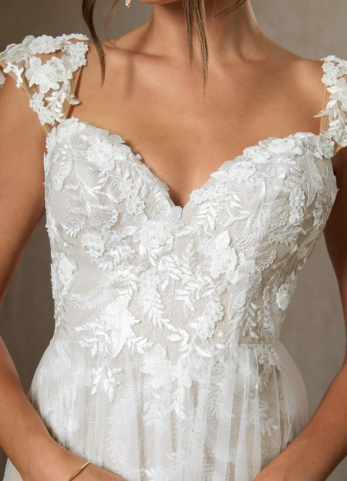 Azazie Moonstone Wedding Dresses Diamond White A-Line Sweetheart Sequins Tulle Dress image4