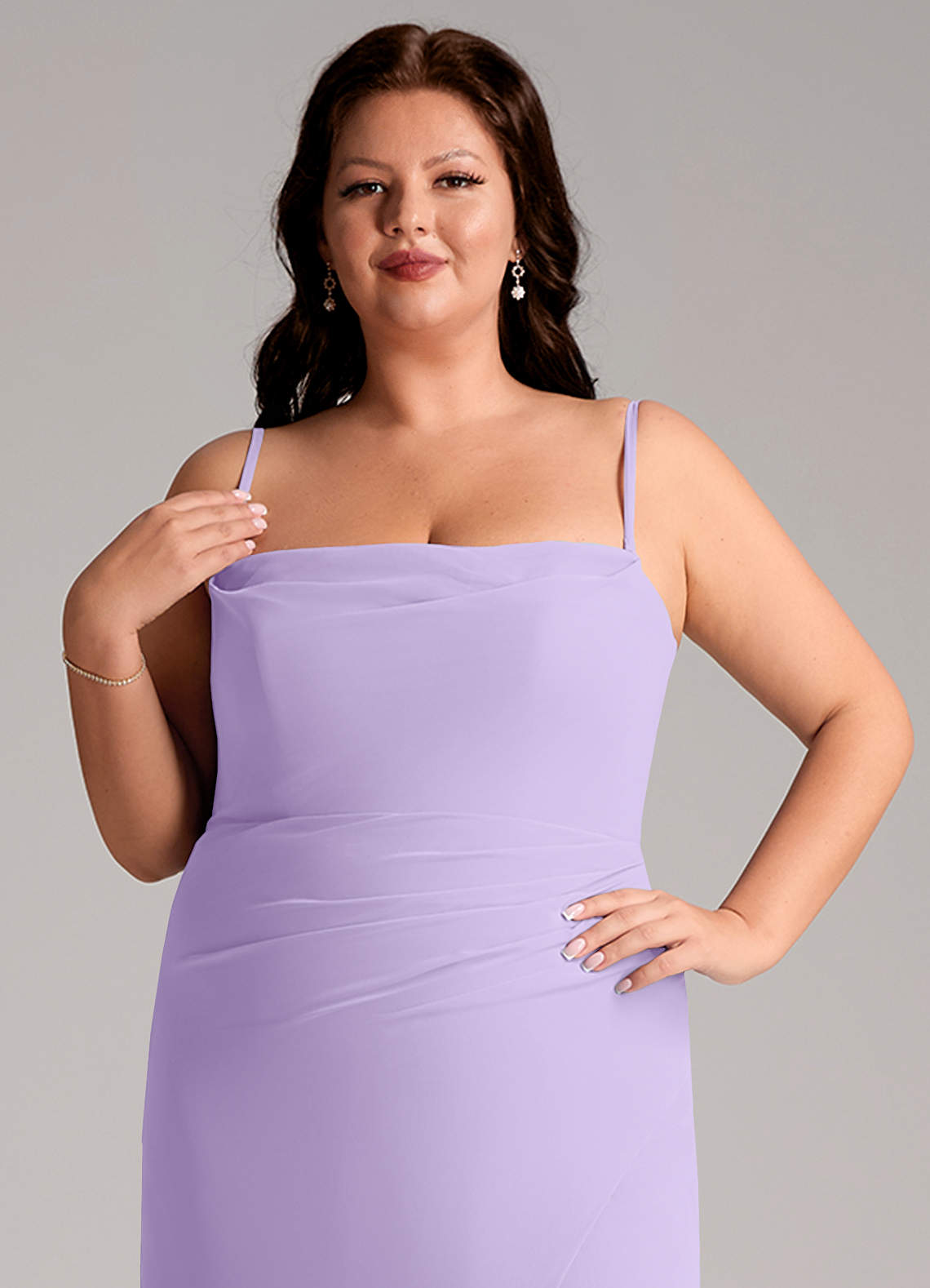 Azazie Leonis Bridesmaid Dresses Lilac Sheath Strapless Chiffon Convertible Dress image14