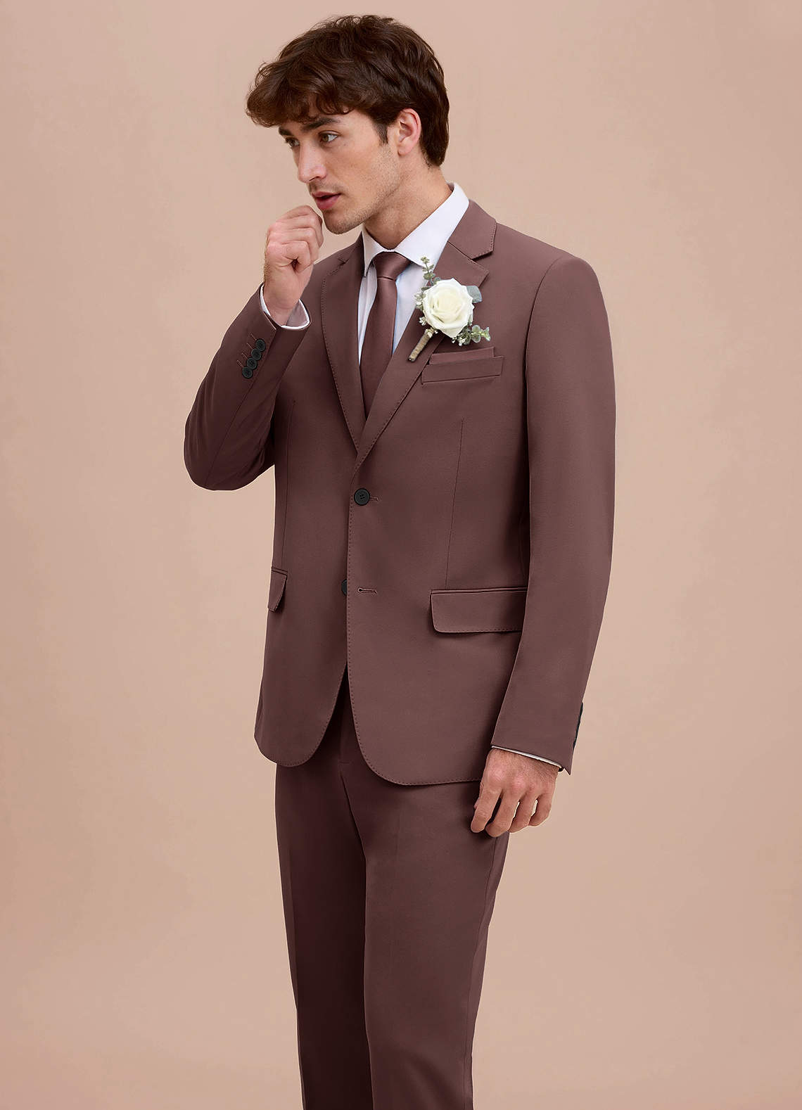front Ethan Espresso Refined Weave Suit Jacket